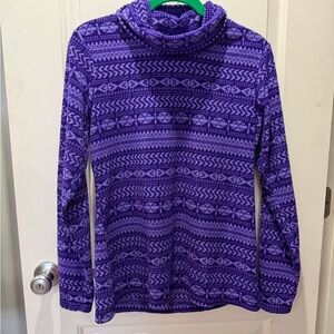 Purple Patterned Turtleneck Women's jacket